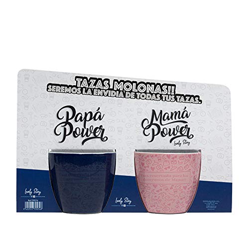LS LOVELY STORY REGALA HISTORIAS BONITAS Tazas con Mensaje - MAMÁ Y PAPÁ Power - Pack DE 2 Tazas DE CAFÉ -