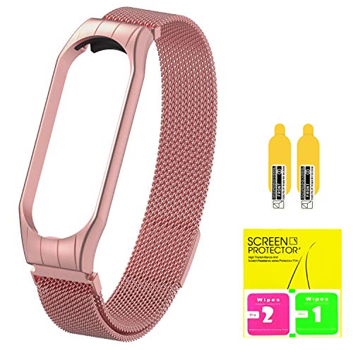 Lsnisni? ? Estilo de Cadena de Acero Inoxidable Pulsera Correa de Reloj Elegante para Xiaomi Mi Band 3 & Xiaomi Mi Band 4