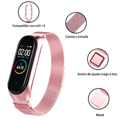 Lsnisni? ? Estilo de Cadena de Acero Inoxidable Pulsera Correa de Reloj Elegante para Xiaomi Mi Band 3 & Xiaomi Mi Band 4