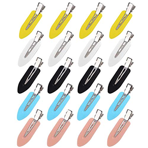 Lsydgn Forma de hoja Pinzas para el pelo sin doblar y sin costuras Horquilla sin costuras para peinado Adecuado para ondas o maquillaje 20 piezas (cinco colores: negro, blanco, rosa, azul y amarillo)