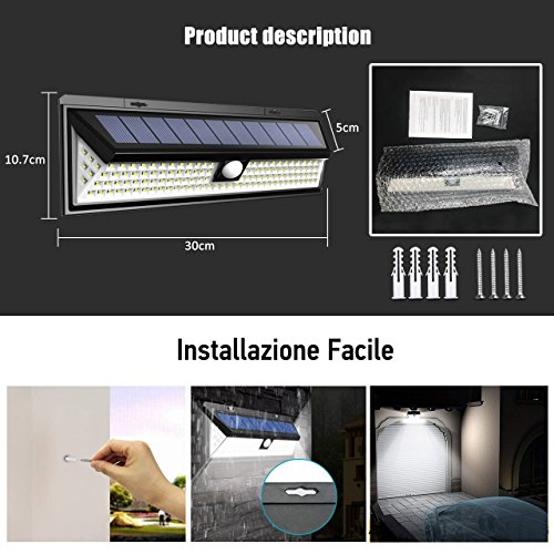 LTPAG Lamparas Solares LED Exterior, 118 LED Foco LED Solar con Sensor de Movimiento, 3 Modos Luces Solares Jardin Exterior IP65 Impermeable Farolas Luz de Caminos Iluminación de Patio y Terraza
