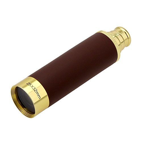 LU2000 - Mini Catalejo Monocular de Pirata de 25 x 30 mm Fabricado en Latón con Bolsa de Transporte para Partido Fútbol Pájaros Turismo Caza Senderismo Conciertos