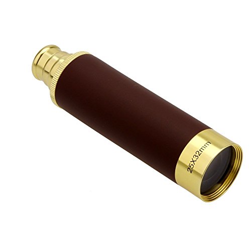 LU2000 - Mini Catalejo Monocular de Pirata de 25 x 30 mm Fabricado en Latón con Bolsa de Transporte para Partido Fútbol Pájaros Turismo Caza Senderismo Conciertos