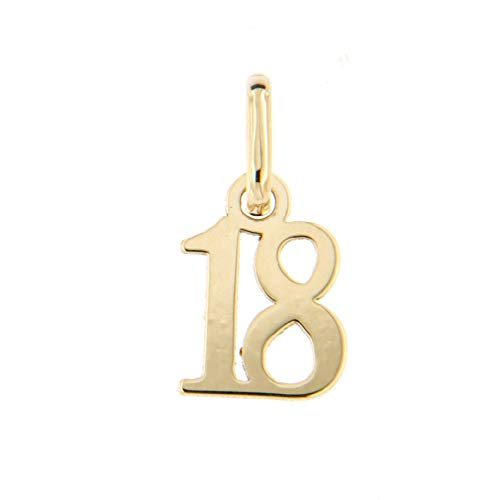 Lucchetta Joyas - Colgante de Oro Amarillo aniversario de 18 años para Nina, Regalo de niña de dieciocho años Cumpleaños sin cadena (disponible para la compra por separado)