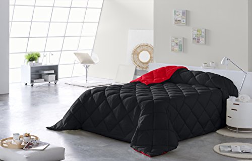 Lucena Cantos - Edredón Nórdico Bicolor, Fibra 400 gr, (Rojo/Negro, Cama 105, 200x270 cm)