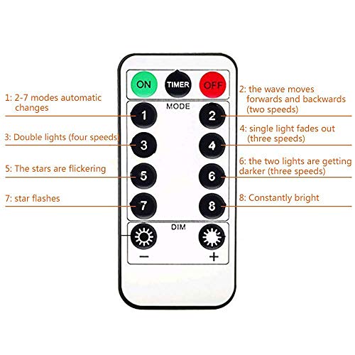 Luces LED de fuegos artificiales, alambre de cobre 120 luces LED a prueba de agua flash de Navidad sala de control remoto, jardín, terraza, boda, fiesta, decoración de bricolaje, 1 unidades
