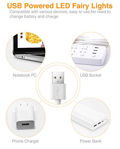 Luces Navidad USB 12M 120 LED, Litogo Guirnaldas Luces LED luces decorativas habitacion Impermeable cadena de luces Decorativas para Habitacion Arbol Navidad Interior y Exterior, Boda, Fiesta, Balcón