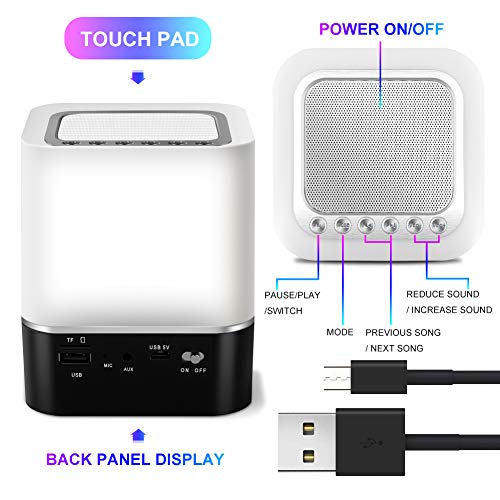 Luces nocturnas Altavoz Bluetooth, StillCool Lámpara de Noche Smart Touch, Reloj Despertador Digital, Luz de Noche Multicolor RGB Regulable, Regalos para Niños Adolescentes