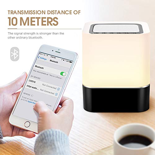 Luces nocturnas Altavoz Bluetooth, StillCool Lámpara de Noche Smart Touch, Reloj Despertador Digital, Luz de Noche Multicolor RGB Regulable, Regalos para Niños Adolescentes