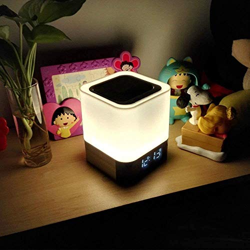 Luces nocturnas Altavoz Bluetooth, StillCool Lámpara de Noche Smart Touch, Reloj Despertador Digital, Luz de Noche Multicolor RGB Regulable, Regalos para Niños Adolescentes