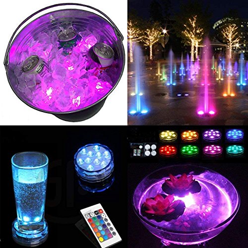 Luces Sumergibles,4PCS Piscina Luz LED Impermeable,Control Remoto Bajo El Agua Luz para Decoración Acuario,Estanque,Bodas,Fiesta Jardín Etc,Decoloración Colorida,Luces Decorativas