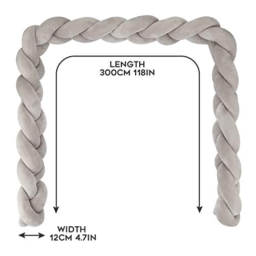 Luchild Trenza Protector de Cuna, 300cm Parachoques, Protector Cuna Chichonera para Proteger Bebe y Decorar la Cuna