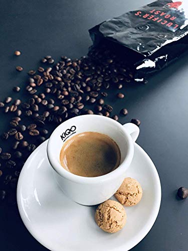LUCIFER'S ROAST Espresso de KIQO de Italia - 1kg café extremadamente fuerte - bajo en ácido - 100% Robusta - tostado a mano en lotes pequeños (grano de café, 1000g)