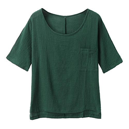 Luckycat Camisetas Mangas Corta Mujer Camisa De Lino Top Casual De Mujer Blusa Suelta Solida Mujer Manga Corta Camiseta Ropa Casual De Mujer Blusas Tops para Mujer Camiseta Mujeres Tops