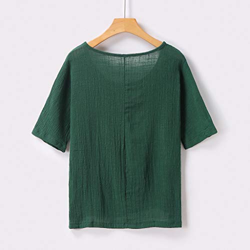 Luckycat Camisetas Mangas Corta Mujer Camisa De Lino Top Casual De Mujer Blusa Suelta Solida Mujer Manga Corta Camiseta Ropa Casual De Mujer Blusas Tops para Mujer Camiseta Mujeres Tops