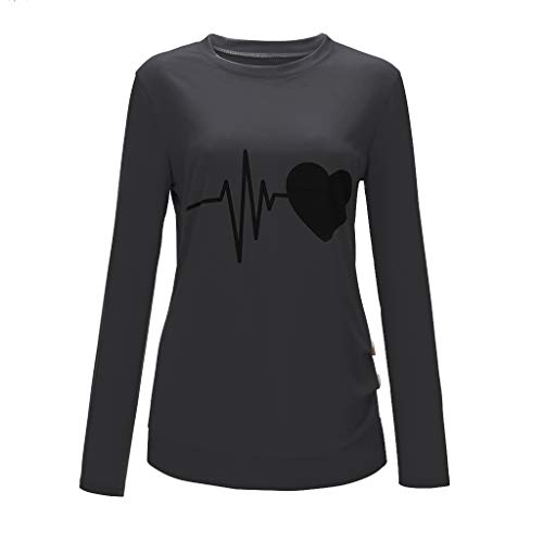 Luckycat Mujer Camiseta Manga Larga Empalme Blusa Tops otoño Invierno Ropa Blusa Mujer Manga Larga con Impresión del Corazón Camisas Elegante Shirts Color Sólido Camisetas Pullover Tops