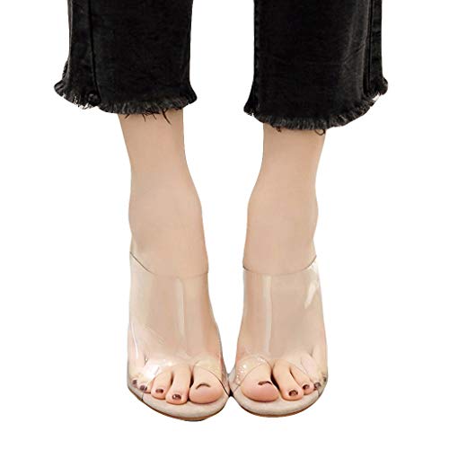 Luckycat Zapatos de Mujer Solo para Mujeres Cerrojo Transparente de Tacón Grueso de Tacón Alto Zapatos de Ocio Sandalias Sandalias Estiletes Verano Correa-Tubillo Cierre-Hebilla para Mujer