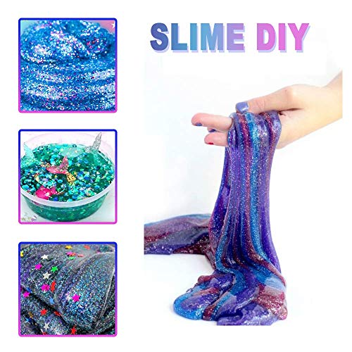 Luclay Galaxy Fluffy Slime Slime con 3 Contenedores en Forma de Huevos y Remolino de Stress Relief DIY Juguetes para niños Adultos