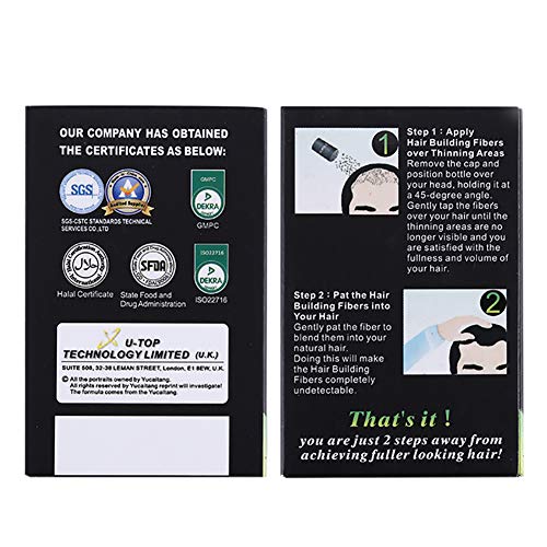 Lucoss Fibras Capilares Color Castaño Oscuro/Negro,para Disimular Calvicie y Aumentar el volumen,Maquillaje Capilar,Fibras Corrector para Adelgazamiento del Cabello