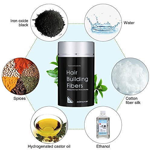 Lucoss Fibras Capilares Color Castaño Oscuro/Negro,para Disimular Calvicie y Aumentar el volumen,Maquillaje Capilar,Fibras Corrector para Adelgazamiento del Cabello