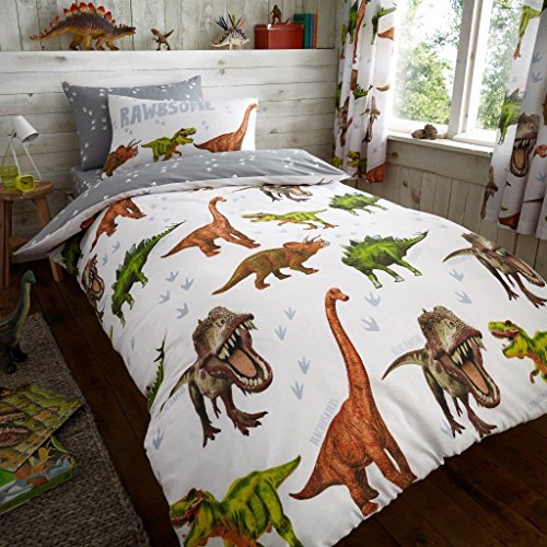 Lujo y moderno niños Rotary Multi Character edredón/edredón y funda de almohada juego de ropa de cama y sábana bajera se vende por separado, diseño de dinosaurio, Duvet cover with pillowcase