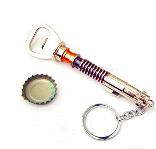 Luke Skywalkers - Sacacorchos de botellas (aspecto de acero inoxidable, con llavero, acabado muy estable, 13 cm, para el bar de casa y de viaje)