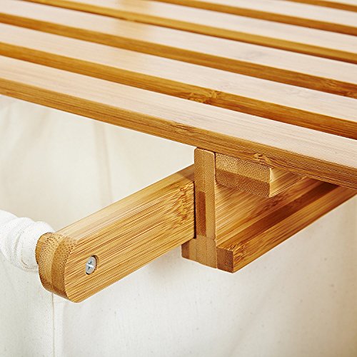 Lumaland cesto para ropa en bambú, con 2 compartimientos extraibles, ca. 73 x 64 x 33 cm