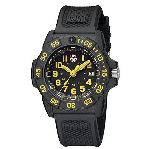 Luminox new NavySEAL carbon compound 3500 series Watch with carbon compound Case Black|Yellow Dial and PU Black Strap XS.3505