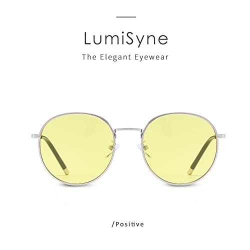 LumiSyne Mujer Retro Gafas de sol Redondas Metálico de estilo,Lentes de color y Gafas de Marco Completo,Accesorios de moda para Fotografía Callejera y Viajes
