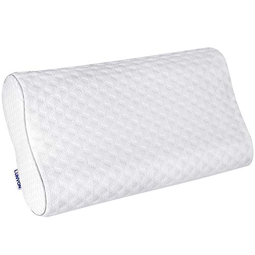 Lunvon Almohada Viscoelastica, Almohada Cervical Ergonómica Reduce Dolores Cervicales, Altura Ajustable Almohada Hecha de Espuma de Memoria 48D, 60 x 35cm, Blanco