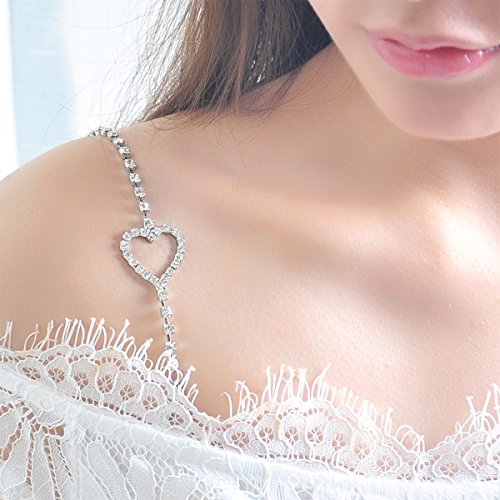 LUOEM Sujetador de Diamantes de imitación Correas de Doble Cadena Sujetador Decorativos Correas Bling Crystal Rhinestone Sujetador extraíble reemplazable Correa reemplazable