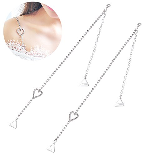 LUOEM Sujetador de Diamantes de imitación Correas de Doble Cadena Sujetador Decorativos Correas Bling Crystal Rhinestone Sujetador extraíble reemplazable Correa reemplazable