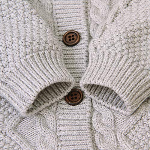 LUONE Mameluco del bebé, bebé Hecho Punto del Mono del Mameluco del bebé de la Bola de Pelo de algodón Cap Baby Onesies Hombres y de Mujeres de Mantener Caliente en otoño e Invierno,Gris,80cm