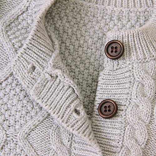 LUONE Mameluco del bebé, bebé Hecho Punto del Mono del Mameluco del bebé de la Bola de Pelo de algodón Cap Baby Onesies Hombres y de Mujeres de Mantener Caliente en otoño e Invierno,Gris,80cm