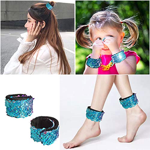 LURICO 3 PCS Magia Lentejuela Sirena Bolsa de cordón con Pulseras Slap Mochila de Brillo Bolsa de Deporte de Moda Bolsa Ligera para niñas Adolescentes Regalo de cumpleaños