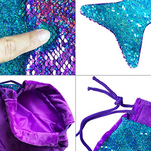 LURICO 3 PCS Magia Lentejuela Sirena Bolsa de cordón con Pulseras Slap Mochila de Brillo Bolsa de Deporte de Moda Bolsa Ligera para niñas Adolescentes Regalo de cumpleaños