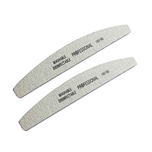 Lurrose 5pcs lima de uñas profesional de doble cara Emery Board lavable 100/180 herramientas de manicura (plata)