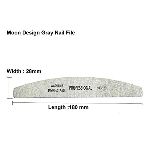 Lurrose 5pcs lima de uñas profesional de doble cara Emery Board lavable 100/180 herramientas de manicura (plata)