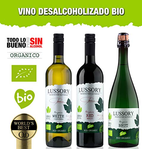 Lussory Chardonnay Orgánico | Vino blanco Sin alcohol caja de 6 ud
