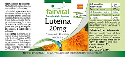 Luteína 20mg microencapsulada - Luteína y Zeaxantina - Dosis elevada - 90 Cápsulas - Calidad Alemana