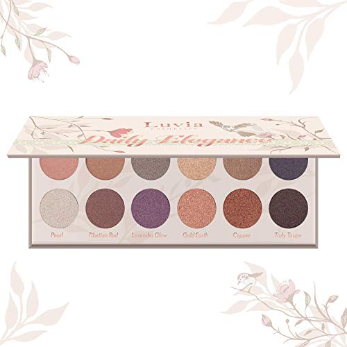 Luvia Daily Elegance - Paleta de sombras de ojos con purpurina, multicolor, 12 colores brillantes glamurosos, en caja de regalo limitada, vegano
