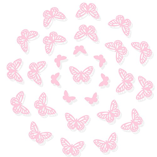 Luxbon 100pcs 3D Decorativas Pegatinas de Pared de la Mariposa 2 Tamaños DIY Mural Decalques Papel Arte Artesanía Inicio Decoración (Rosado)