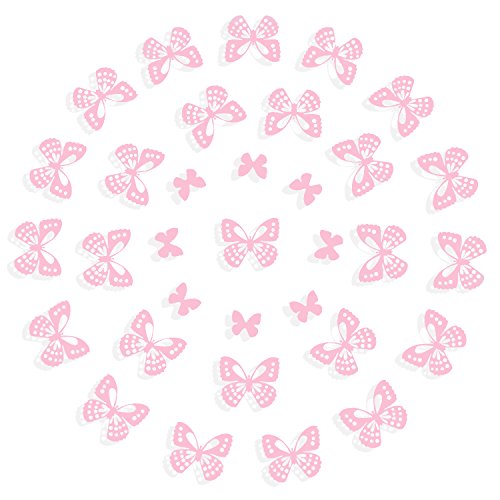 Luxbon 100pcs 3D Decorativas Pegatinas de Pared de la Mariposa 2 Tamaños DIY Mural Decalques Papel Arte Artesanía Inicio Decoración (Rosado)