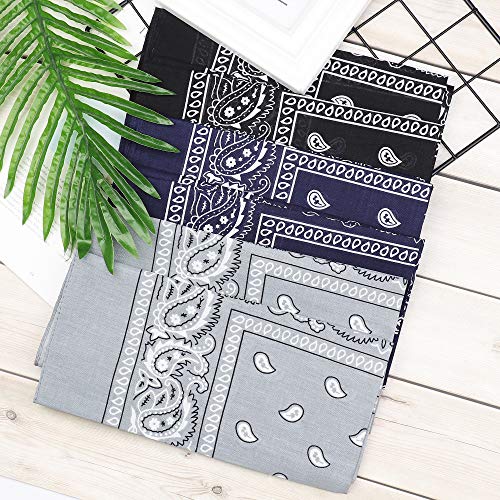 Luxina Paquete de 6 Unidades 100% Algodón Bandanas Grandes de Paisley Pañuelo Multiusos Bandanas de Vaquero Bufanda de Cara Venda Diademas Unisex 22 x 22 Pulgadas