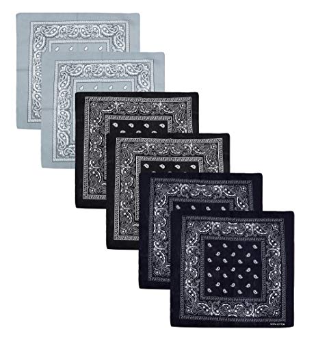 Luxina Paquete de 6 Unidades 100% Algodón Bandanas Grandes de Paisley Pañuelo Multiusos Bandanas de Vaquero Bufanda de Cara Venda Diademas Unisex 22 x 22 Pulgadas