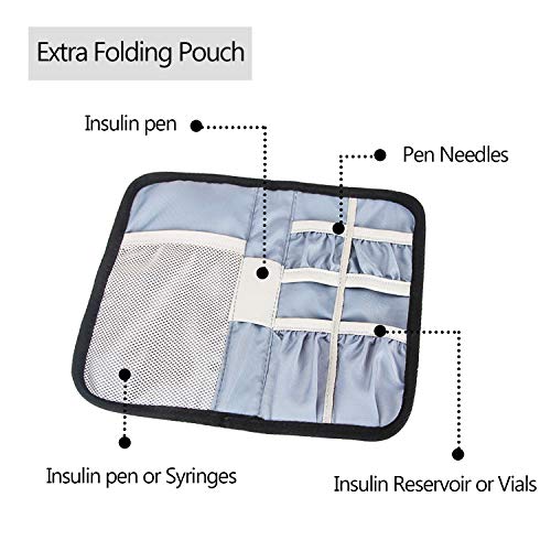 Luxja Bolsa Insulina Diabética, bolsa diabético, Doble capa Bolsa insulina para glucómetro, plumas de insulina y otros suministros para diabéticos (solo bolsa), Gris