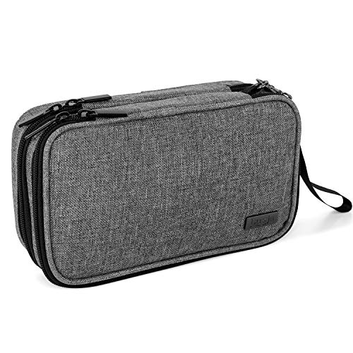 Luxja Bolsa Insulina Diabética, bolsa diabético, Doble capa Bolsa insulina para glucómetro, plumas de insulina y otros suministros para diabéticos (solo bolsa), Gris