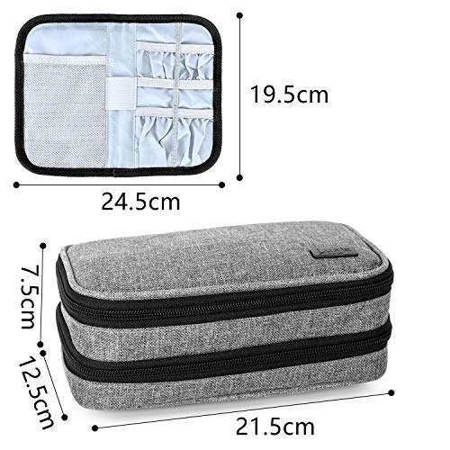 Luxja Bolsa Insulina Diabética, bolsa diabético, Doble capa Bolsa insulina para glucómetro, plumas de insulina y otros suministros para diabéticos (solo bolsa), Gris