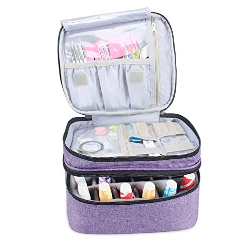 Luxja organizador de esmaltes de uñas, esmaltes de uñas estuche, porta esmaltes de uñas- Sostiene 30 botellas (15 ml - 0.5 fl.oz), bolsa de almacenamiento de doble capa para lacas y manicuras, Púrpura