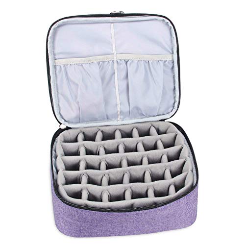 Luxja organizador de esmaltes de uñas, esmaltes de uñas estuche, porta esmaltes de uñas- Sostiene 30 botellas (15 ml - 0.5 fl.oz), bolsa de almacenamiento de doble capa para lacas y manicuras, Púrpura